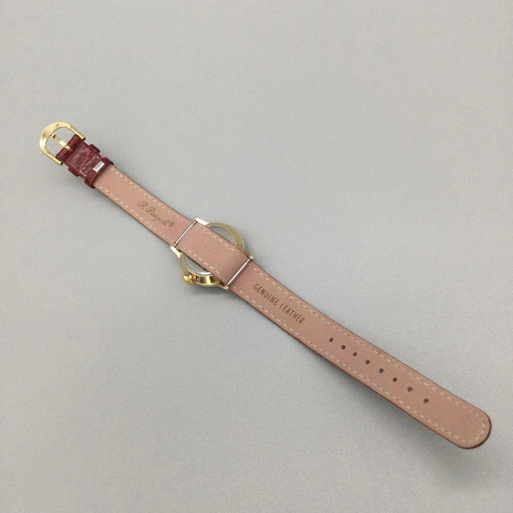Vintage Timex Womens Watch 25mm Champagne Dial Date Red Leather Manual Wind